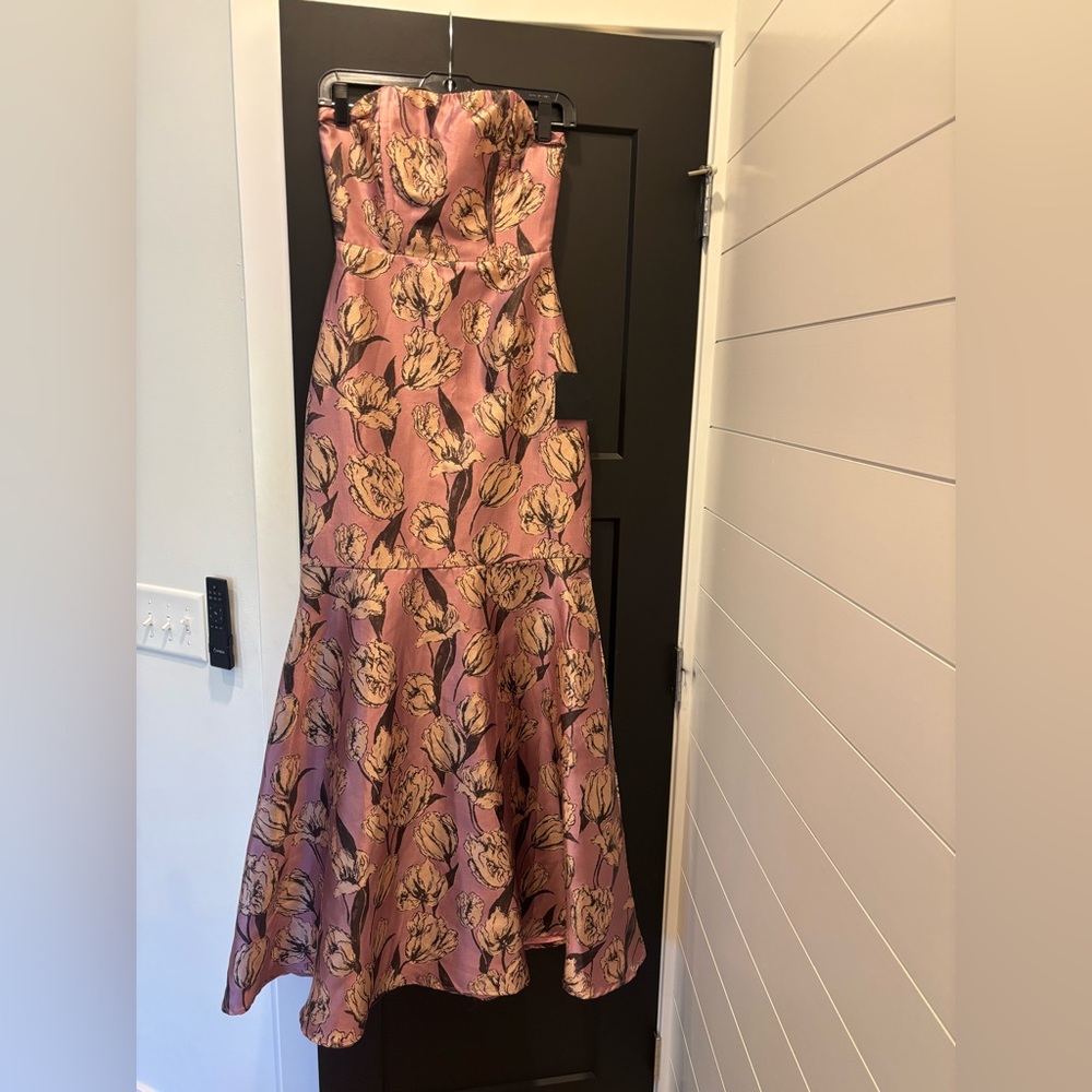 NWT Lulus Gowning Around Mauve Floral Jacquard Strapless Maxi Dress XS Gown - Picture 8 of 16